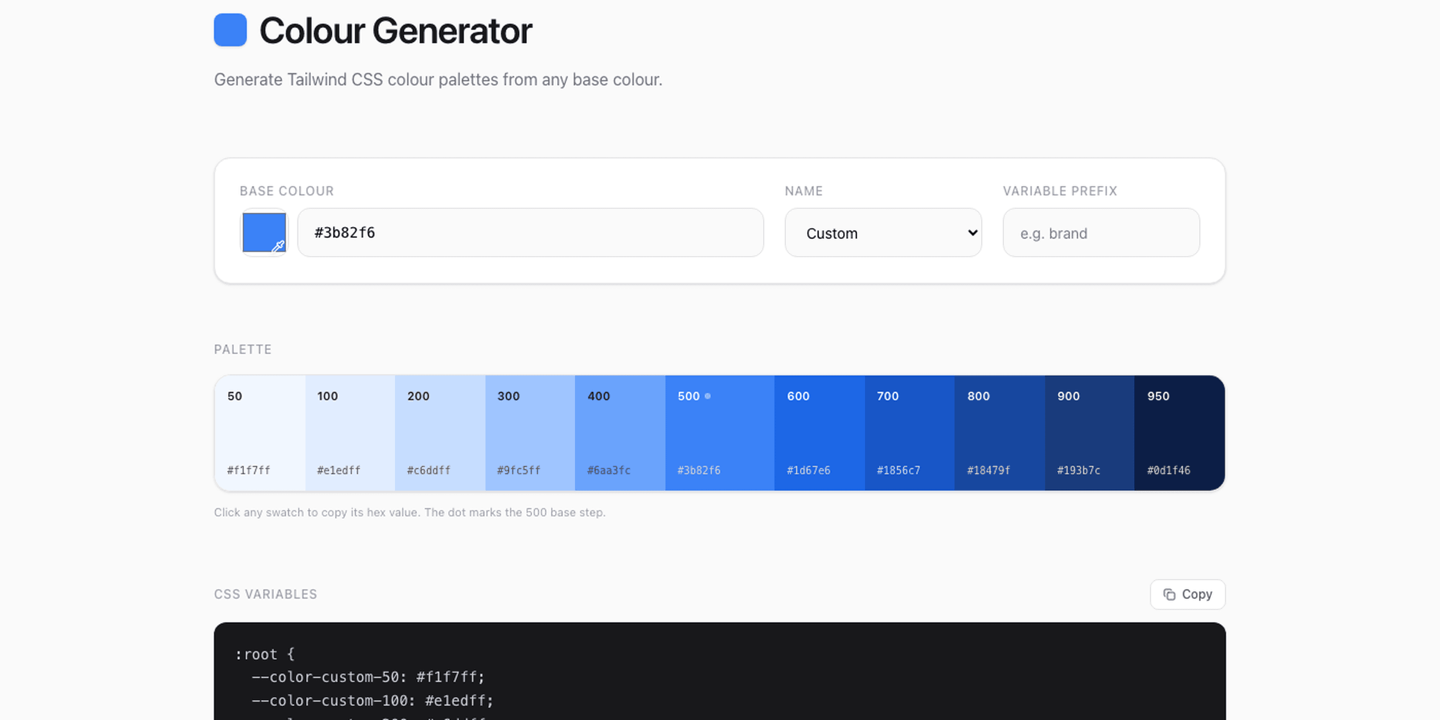 Tailwind Colour Creator