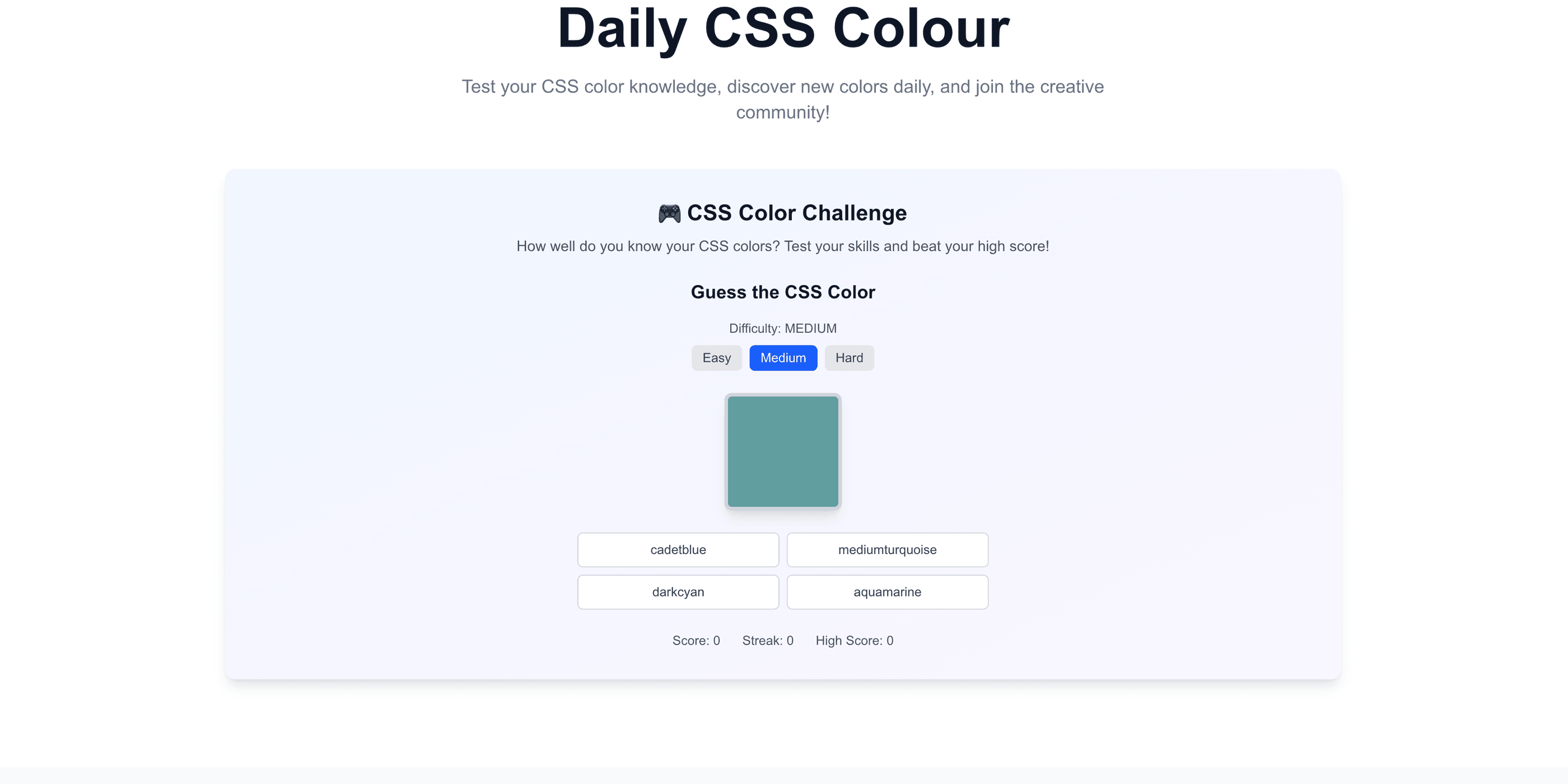 The CSS Color Game