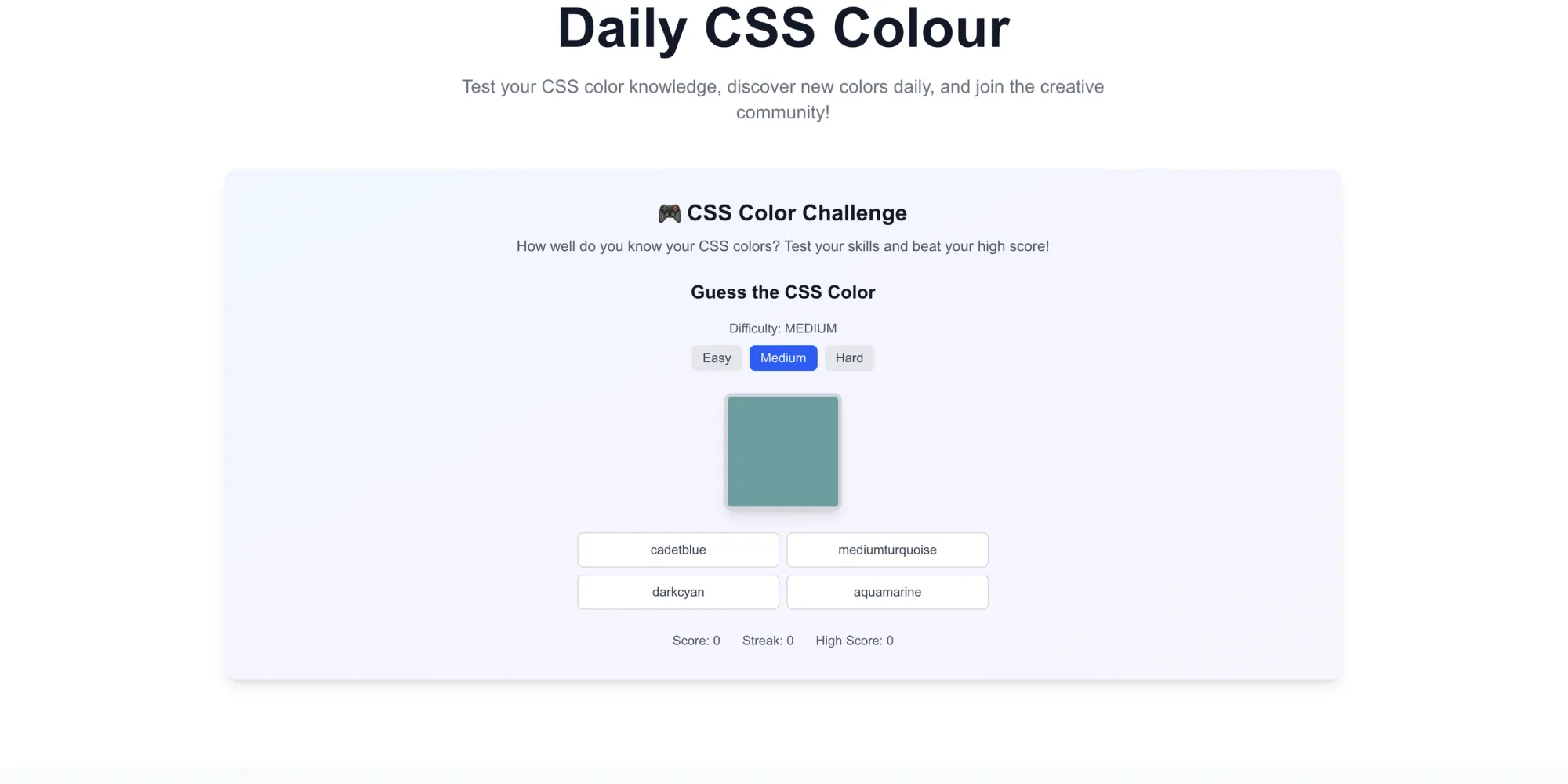 The CSS Color Game