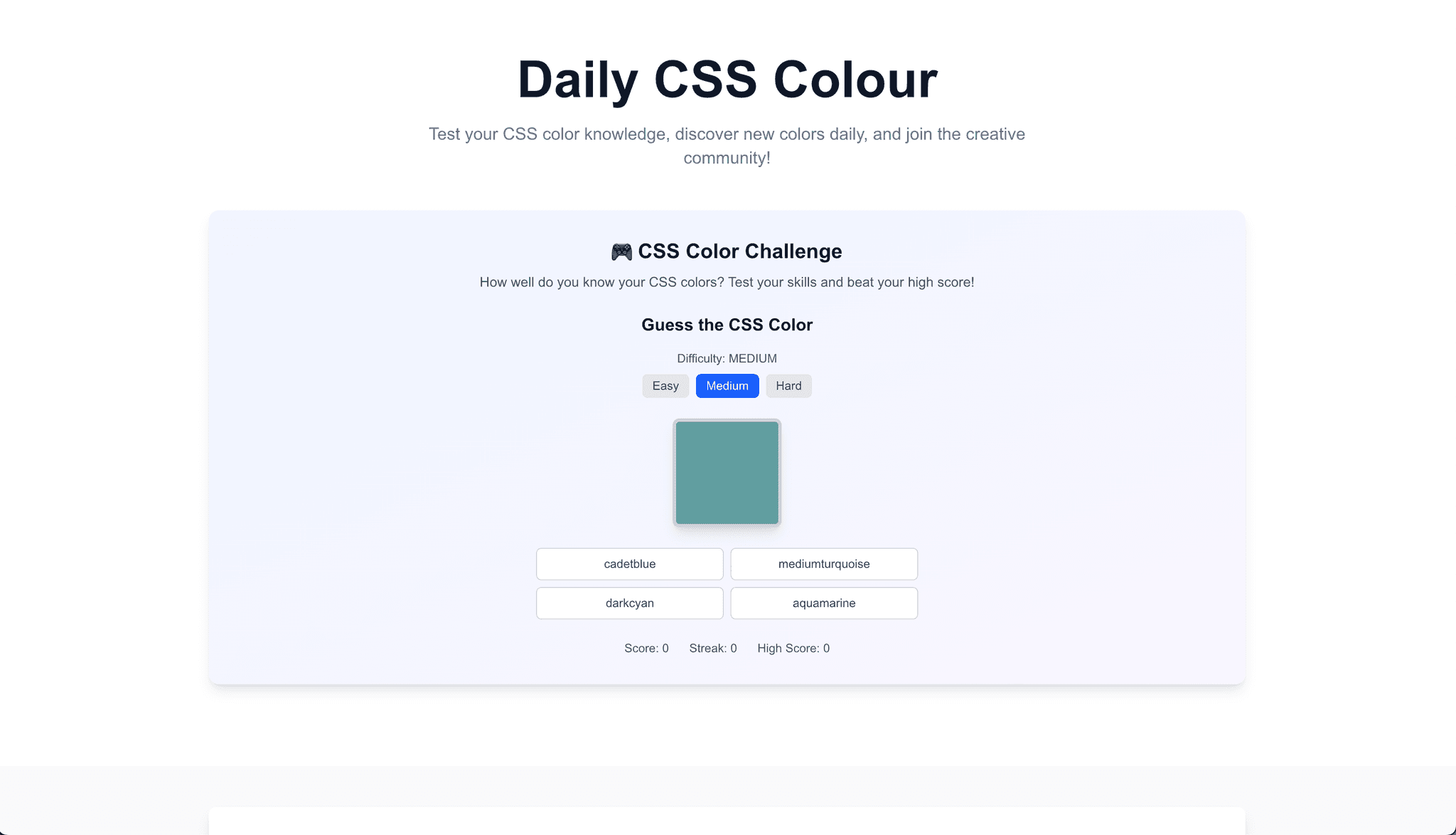 The CSS Color Game