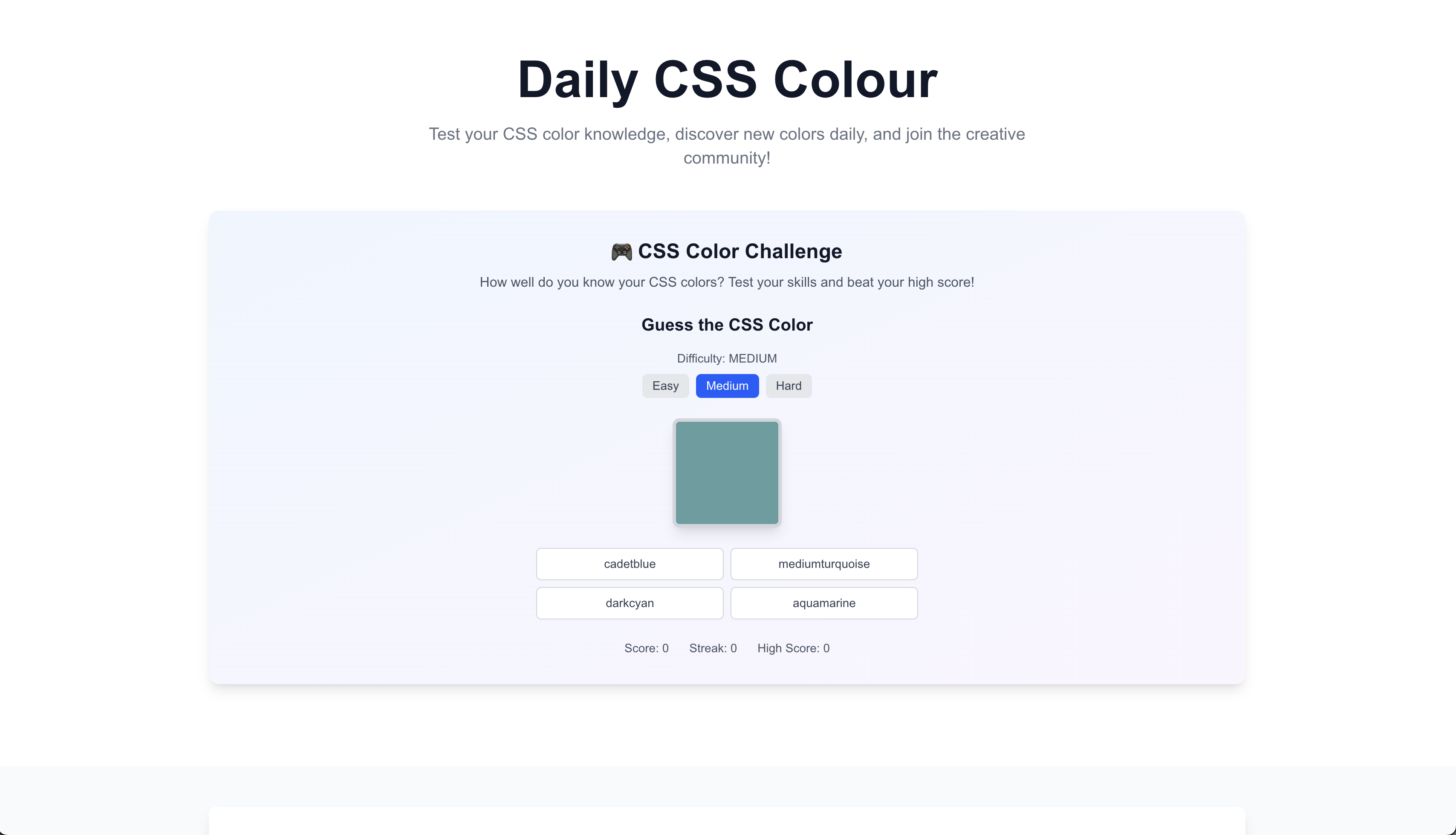 The CSS Color Game